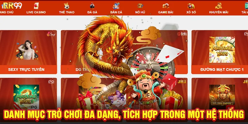 Danh mục trò chơi đa dạng, tích hợp trong một hệ thống
